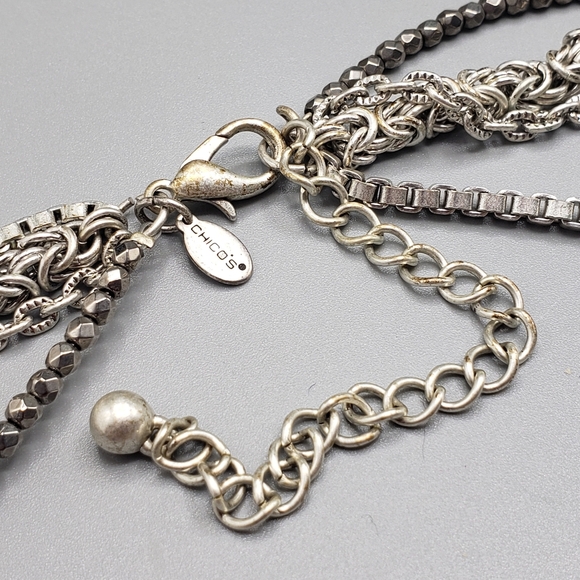 Chico 4 Strand Multicolor Bead Stones & Charms Statement Silvertone Chains - Picture 14 of 16